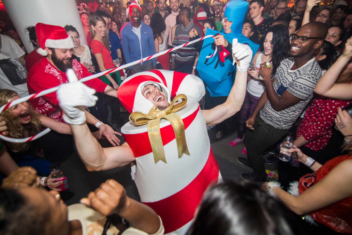 The dance floor at Macy's holiday-themed Daybreaker event in December 2015.