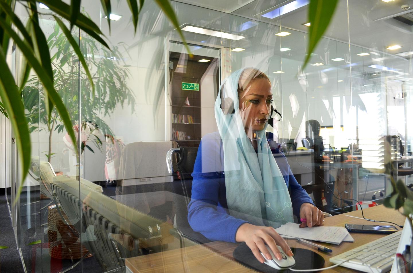 A worker at Digikala, a successful startup referred to as the "Iranian Amazon"