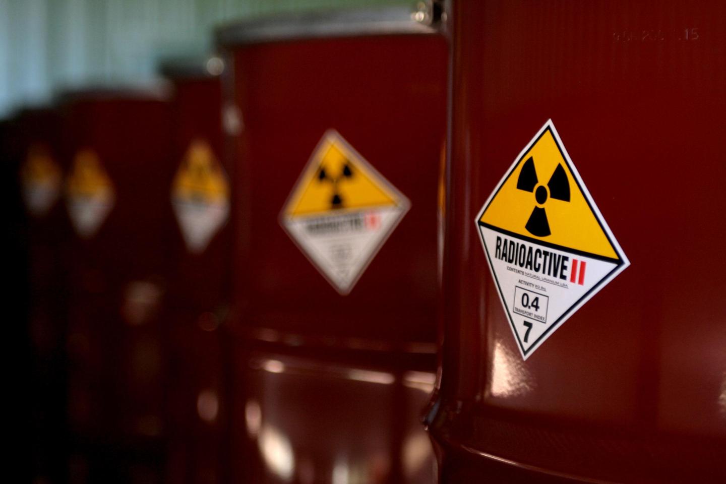 A drum of yellowcake at ERA's Ranger uranium mine, 31 August 2006. SMH Picture