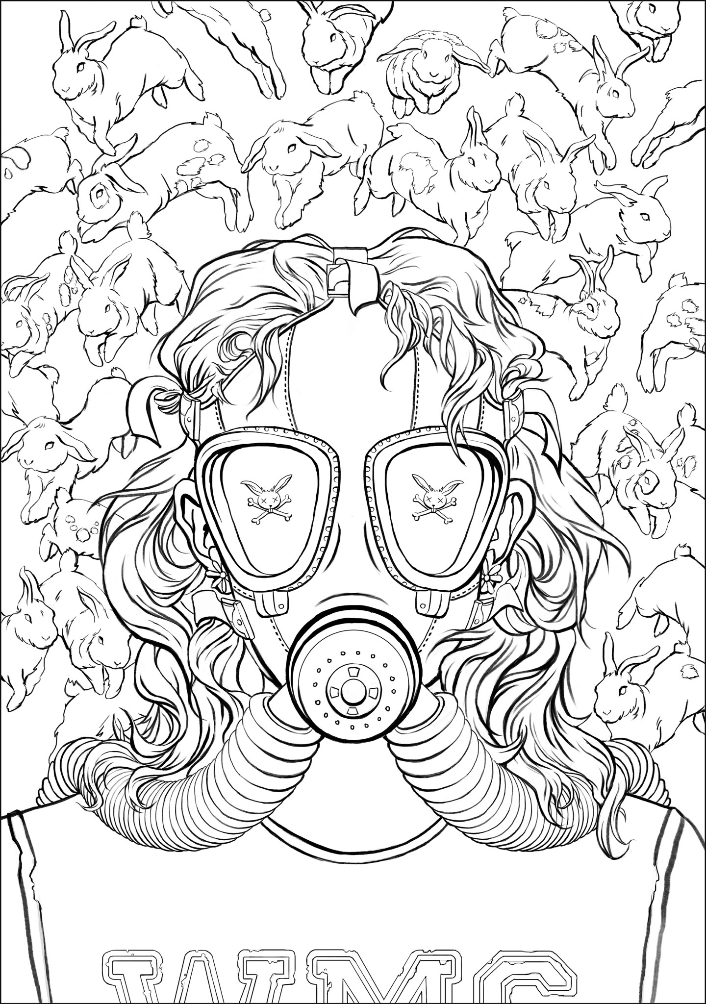 Illustration by Kirbi Fagan for Chuck Palahniuk's adult coloring book, "Bait: Off-Color Stories For You to Color".