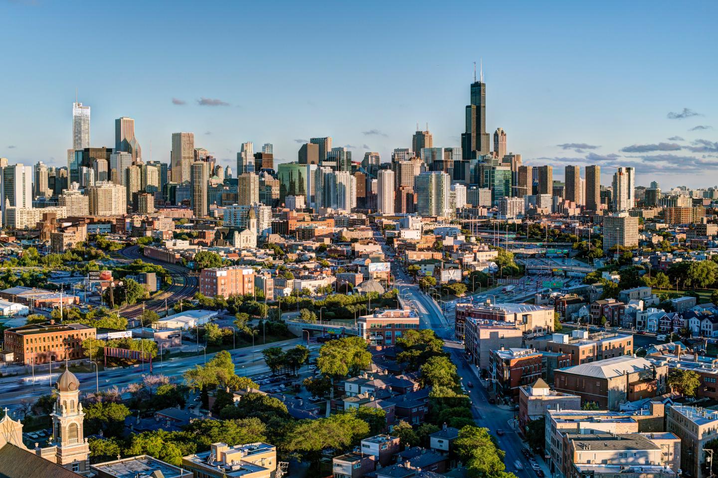 USA, Illinois, Chicago, View of city in sunlight