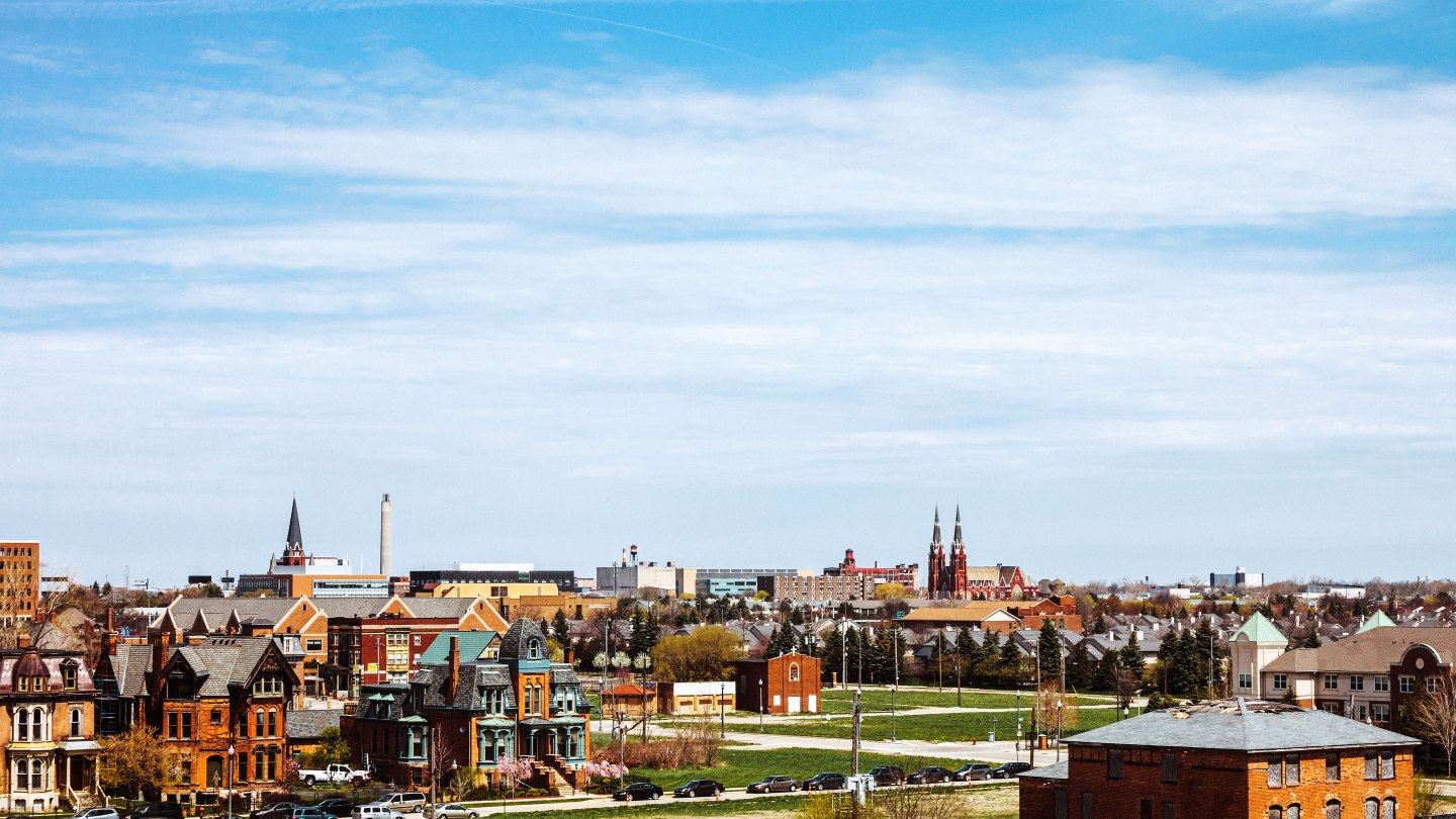 View to Detroit, Michigan.
