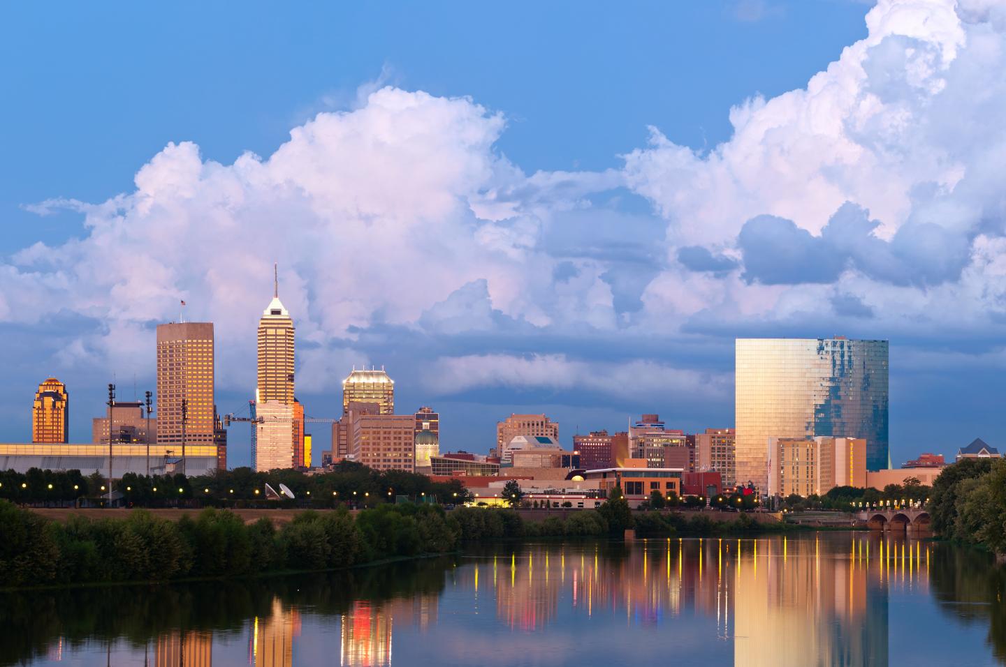 Indianapolis, Indiana skyline at sunset
