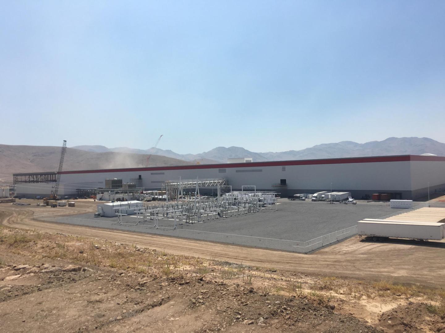 Eastern wall of Tesla's factory. 