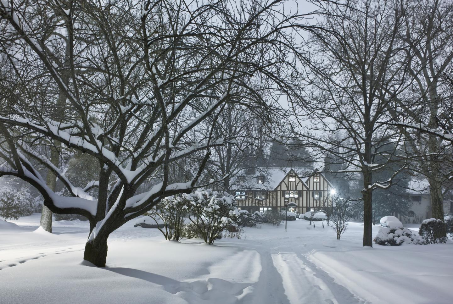 Tutor House in the Snow