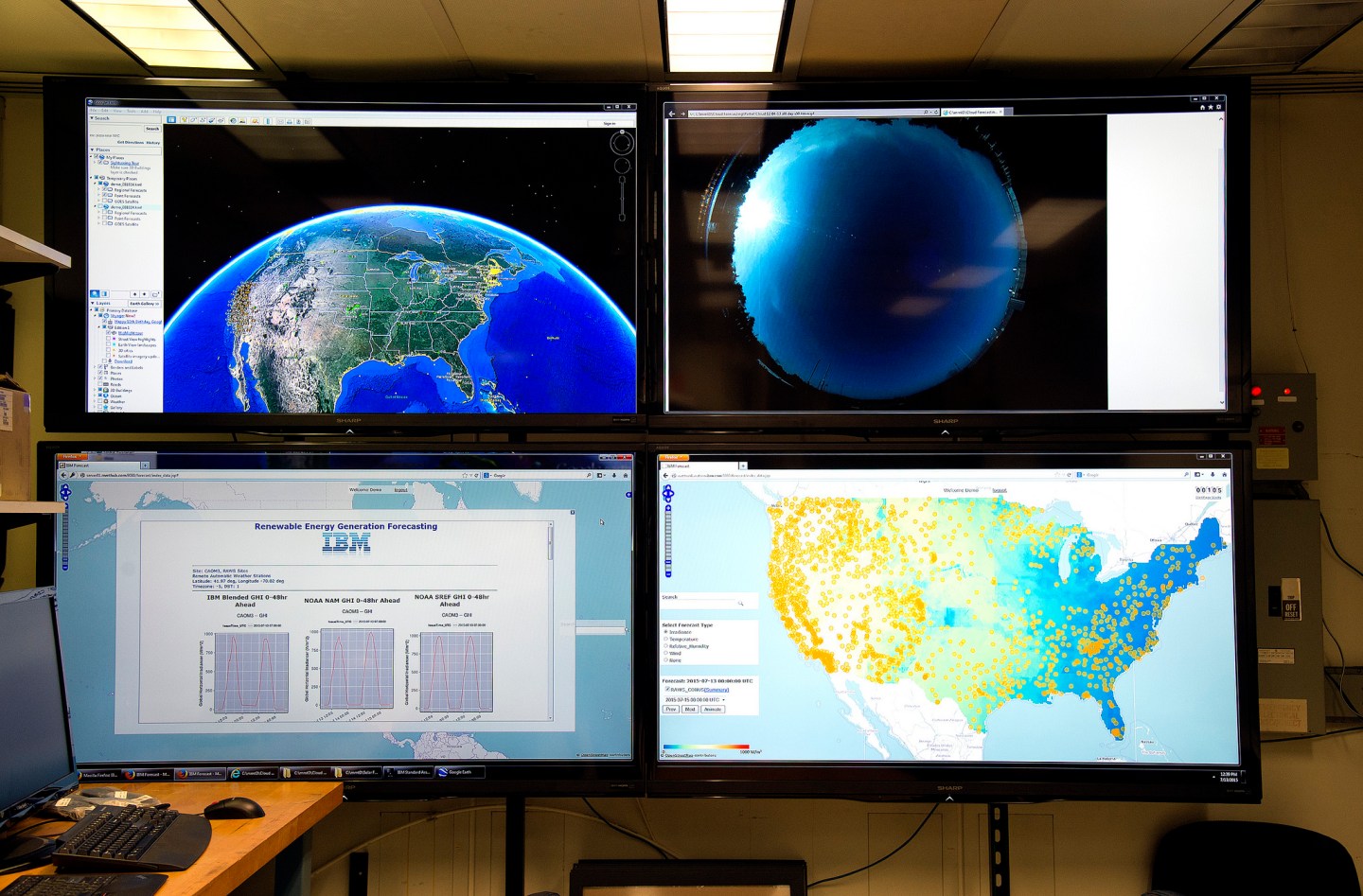 Data sources on display in IBM labs used in IBM's solar forecasting technology.