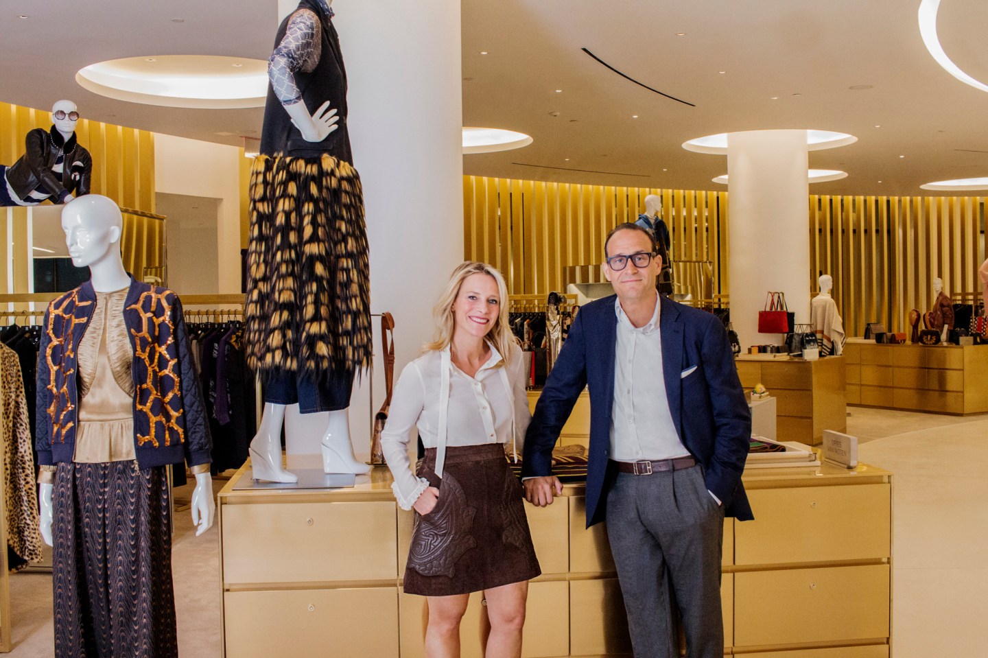 Saks Fifth Avenue President Marc Metrick and Chief Merchant Tracy Margolies at the retailer's new store in Lower Manhattan.