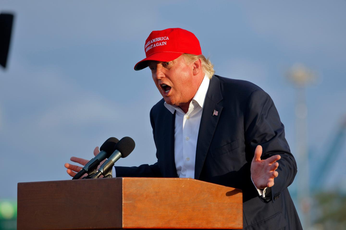 , 2016 Republican Presidential Candidate, Speaks During A Rally Aboard The Battleship