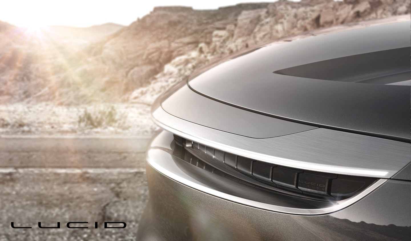 Teaser shot of Lucid Motor's first electric car.