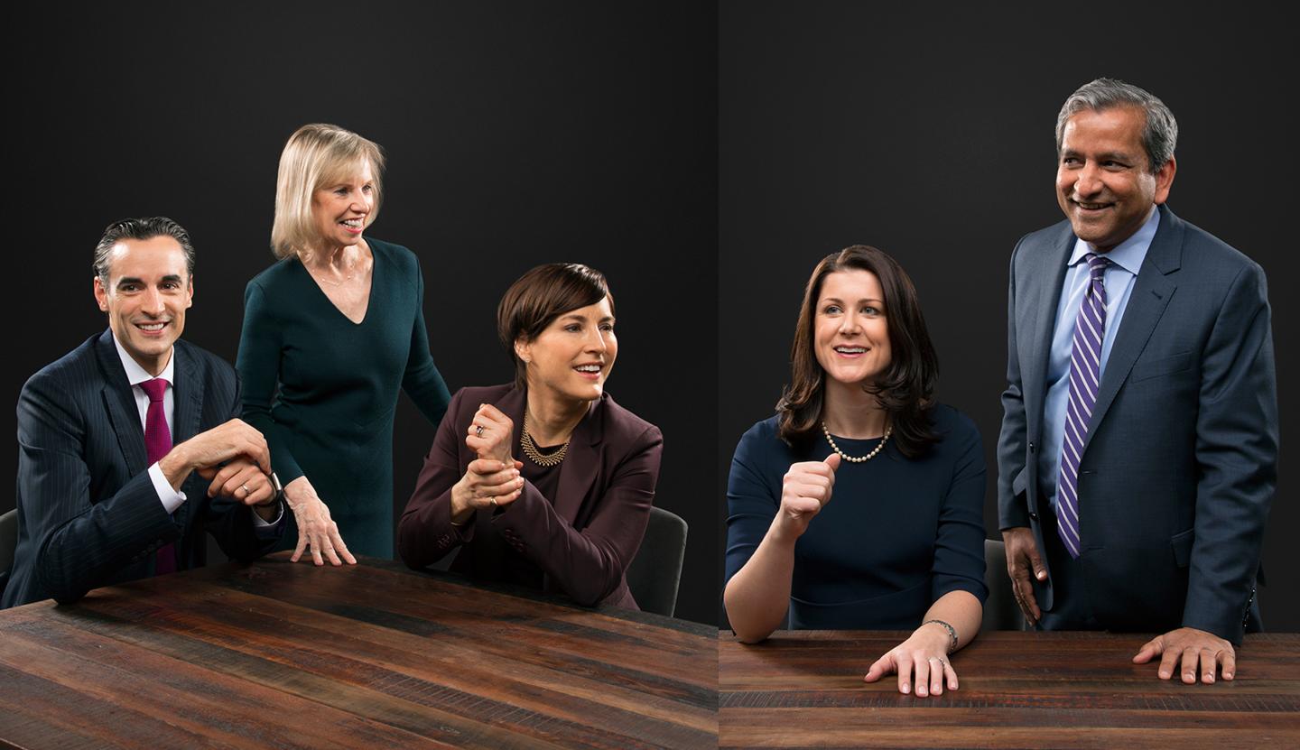 The 2017 Investor's Roundtatable, from left: Sabastien Page, T. Rowe Price; Ann Winblad, Hummer Winblad Venture Partners; Sarah Ketterer, Causeway Capital Management; Heather Kennedy Miner, Goldman Sachs Asset Management; Krisna Memani, Oppenhieimer Funds.