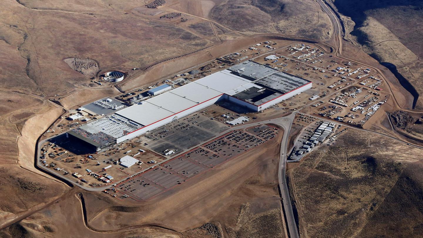 An aerial view of Tesla's gigafactory from January 2017. 