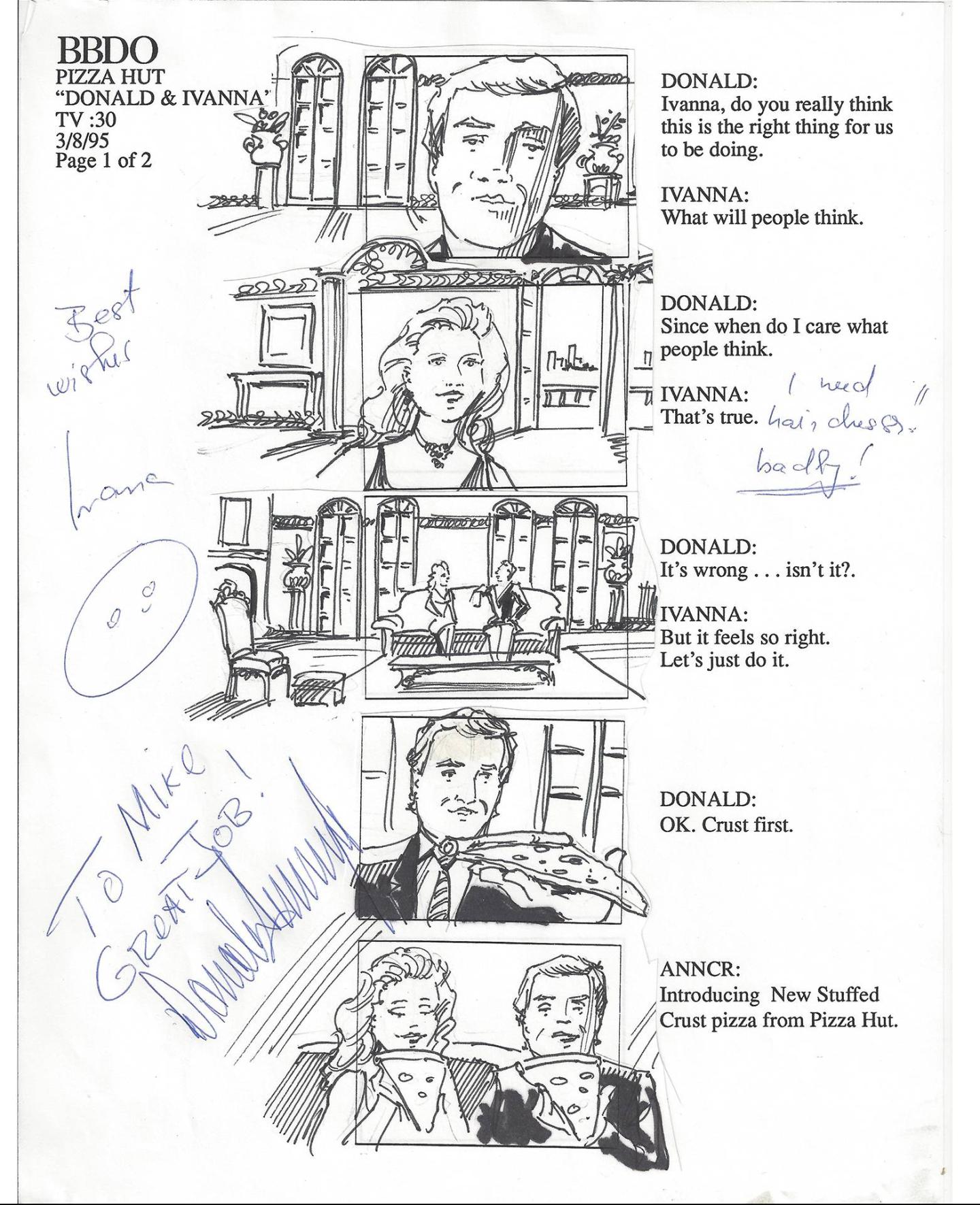 Pizza Hut - Donald and Ivanna storyboard