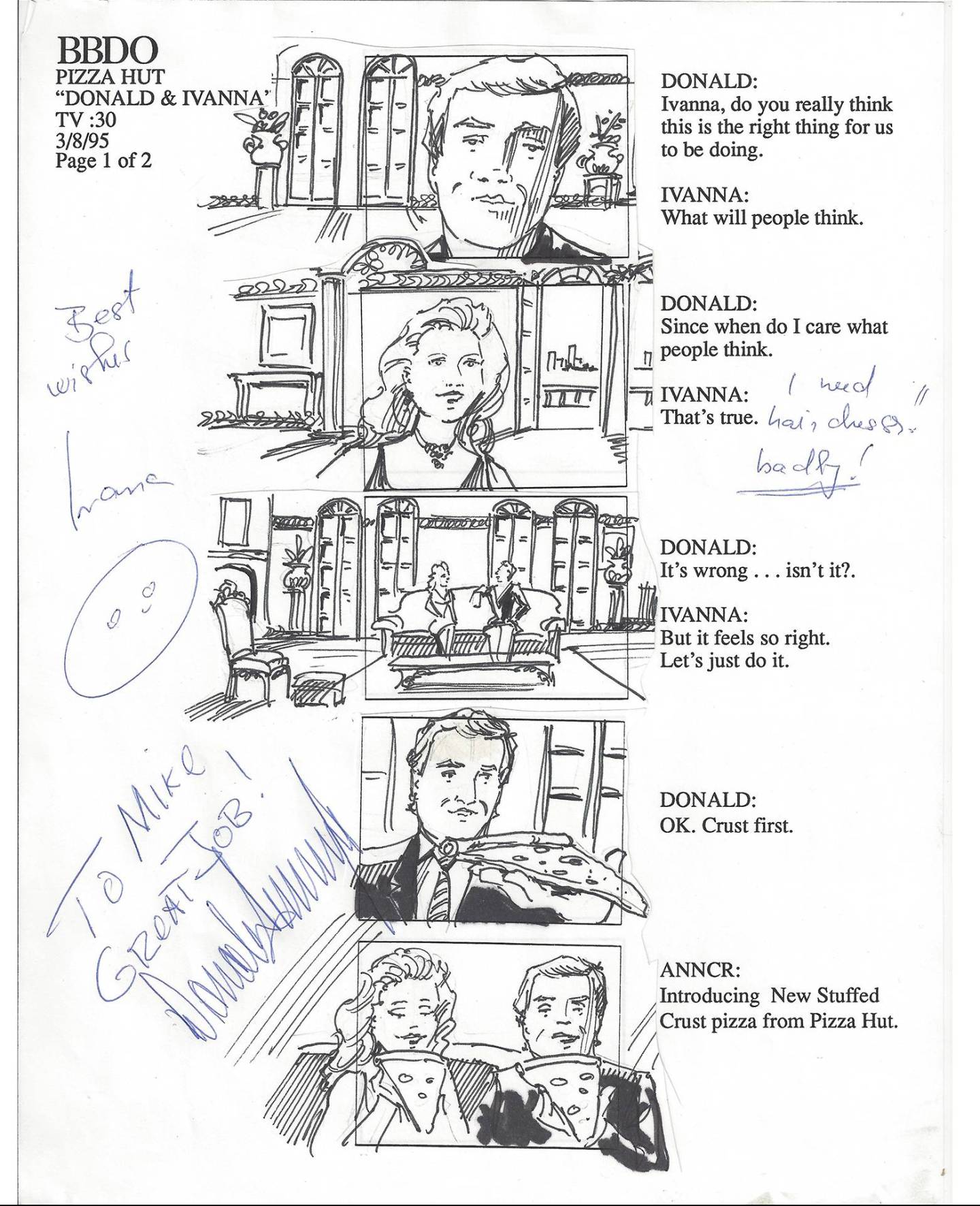 Pizza Hut - Donald and Ivanna storyboard