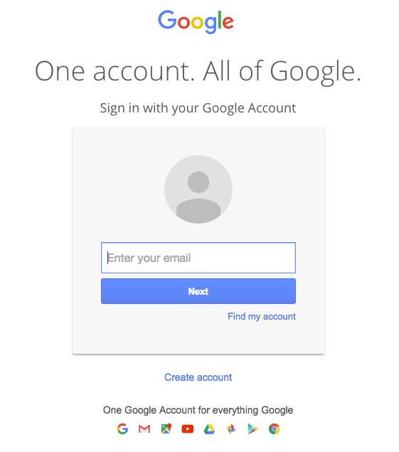 google login page