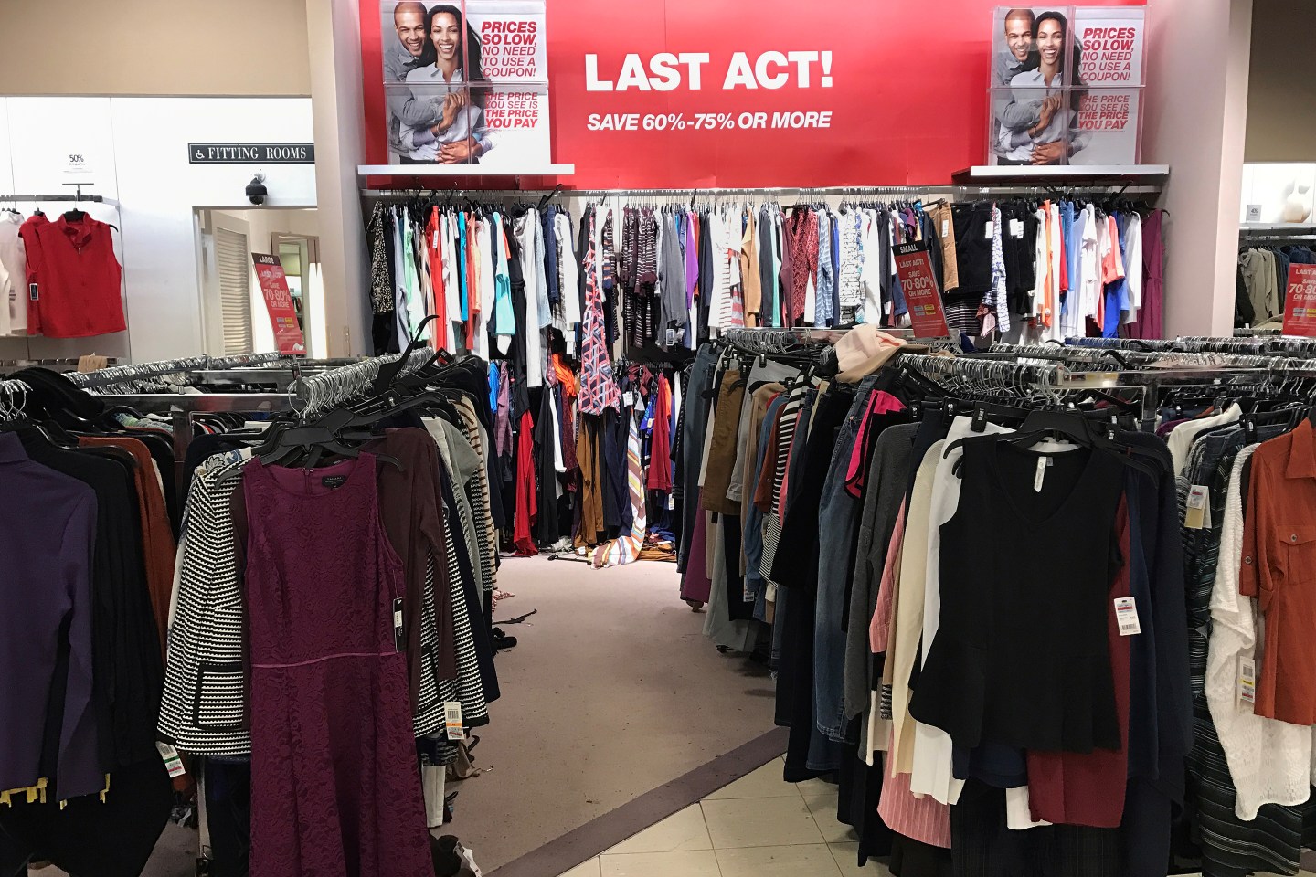 An advertisement is seen inside a Macy's department store in Douglaston, New York
