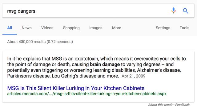 Google search result