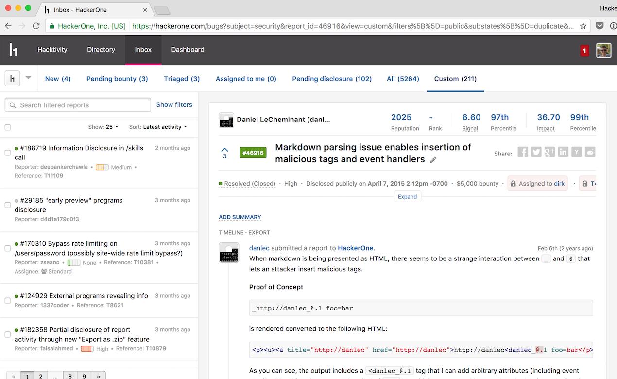 HackerOne screenshot