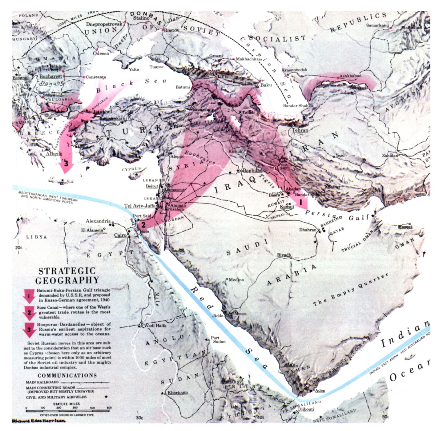 Middle East maps from August 1951 issue of Fortune magazine