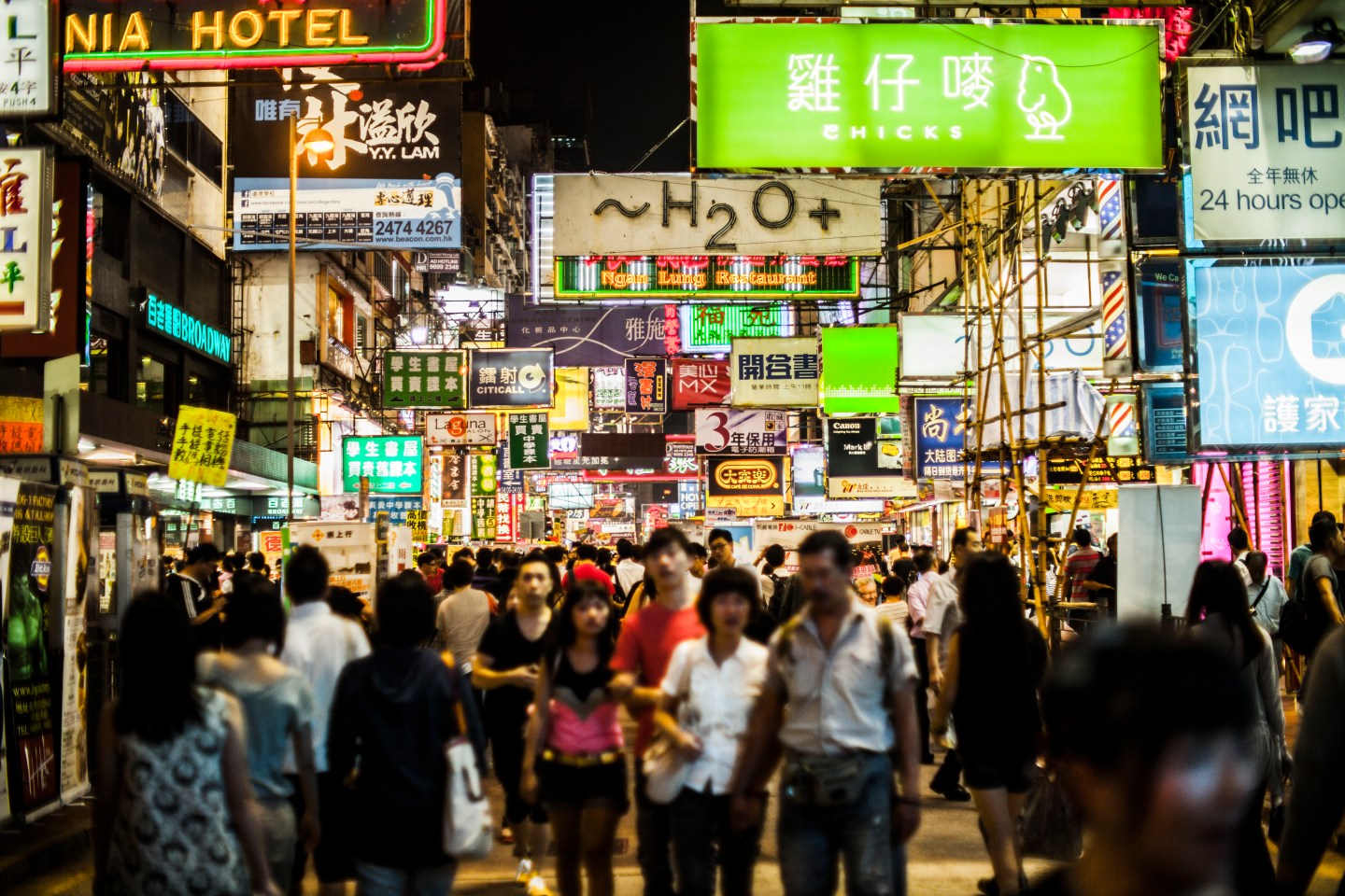 Famous electronics street in Hong Kong.