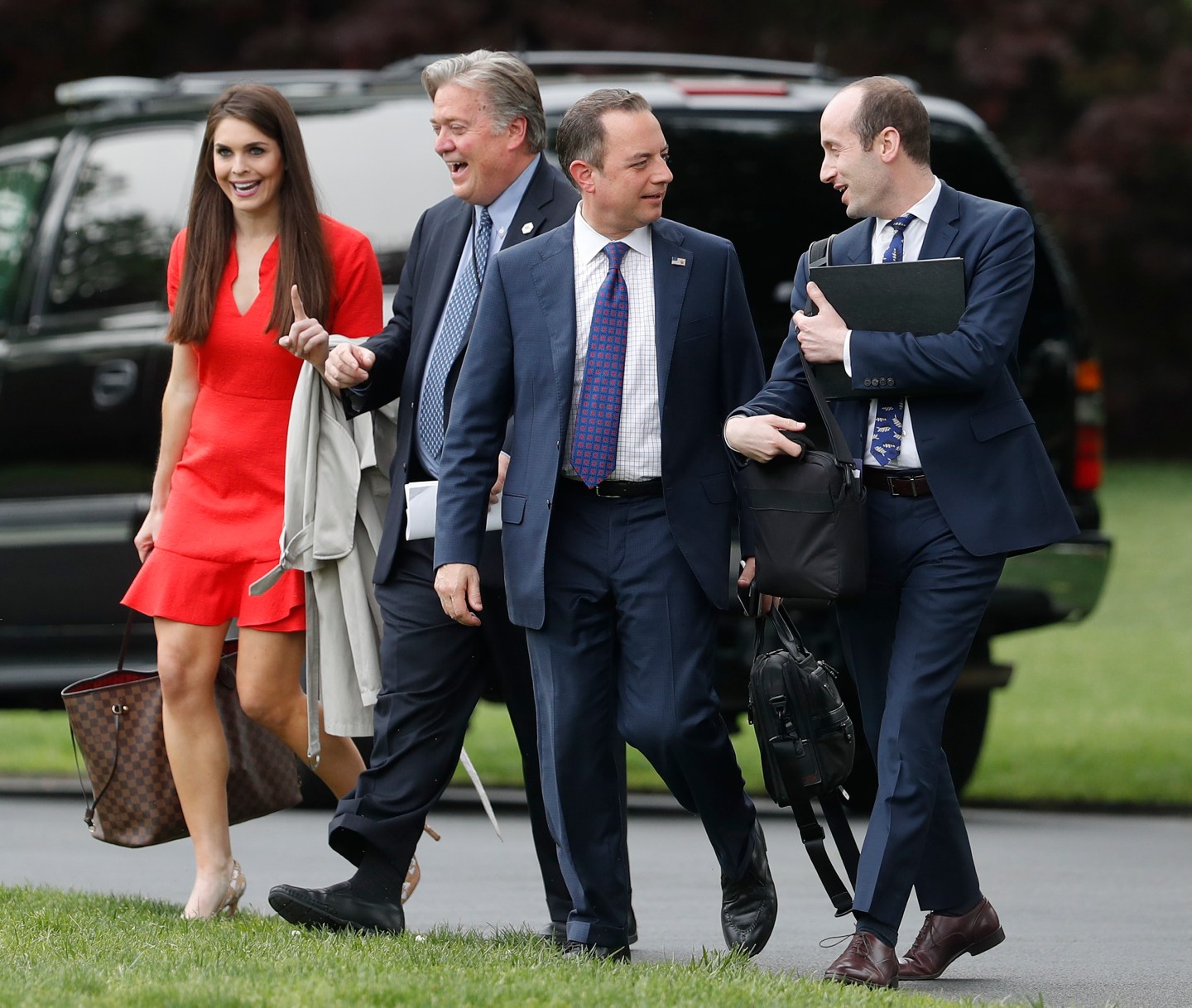 Hope Hicks, Steven Bannon, Reince Priebus, Stephen Miller