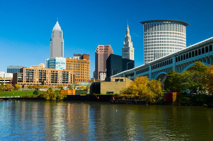 Cleveland Skyline, Bridge, and River