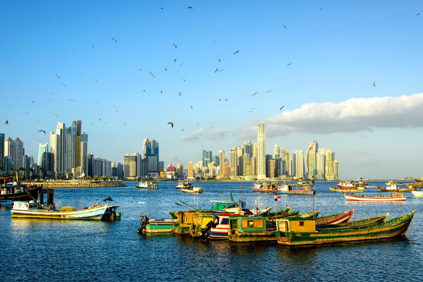 XXXL: Fishing Boats with Panama City skyline