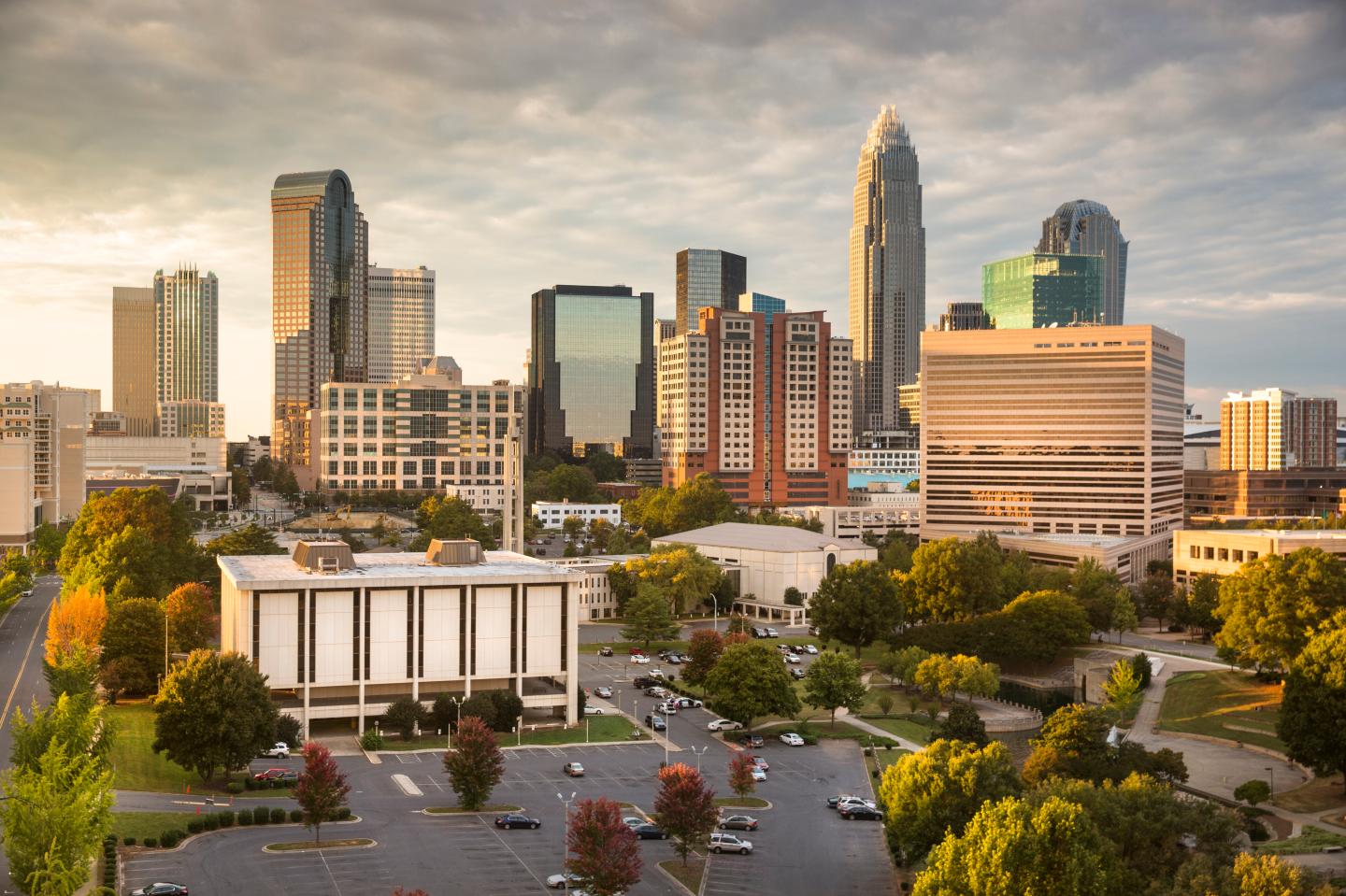City skyline of Charlotte North Carolina USA
