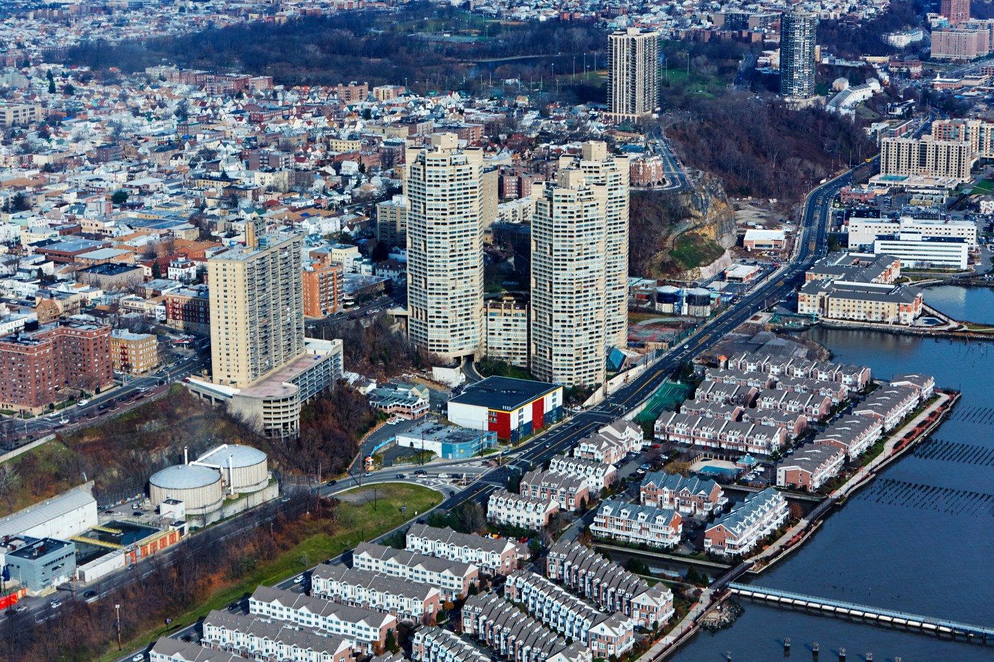 Aerial view of the Guttenburg district of Jersey City