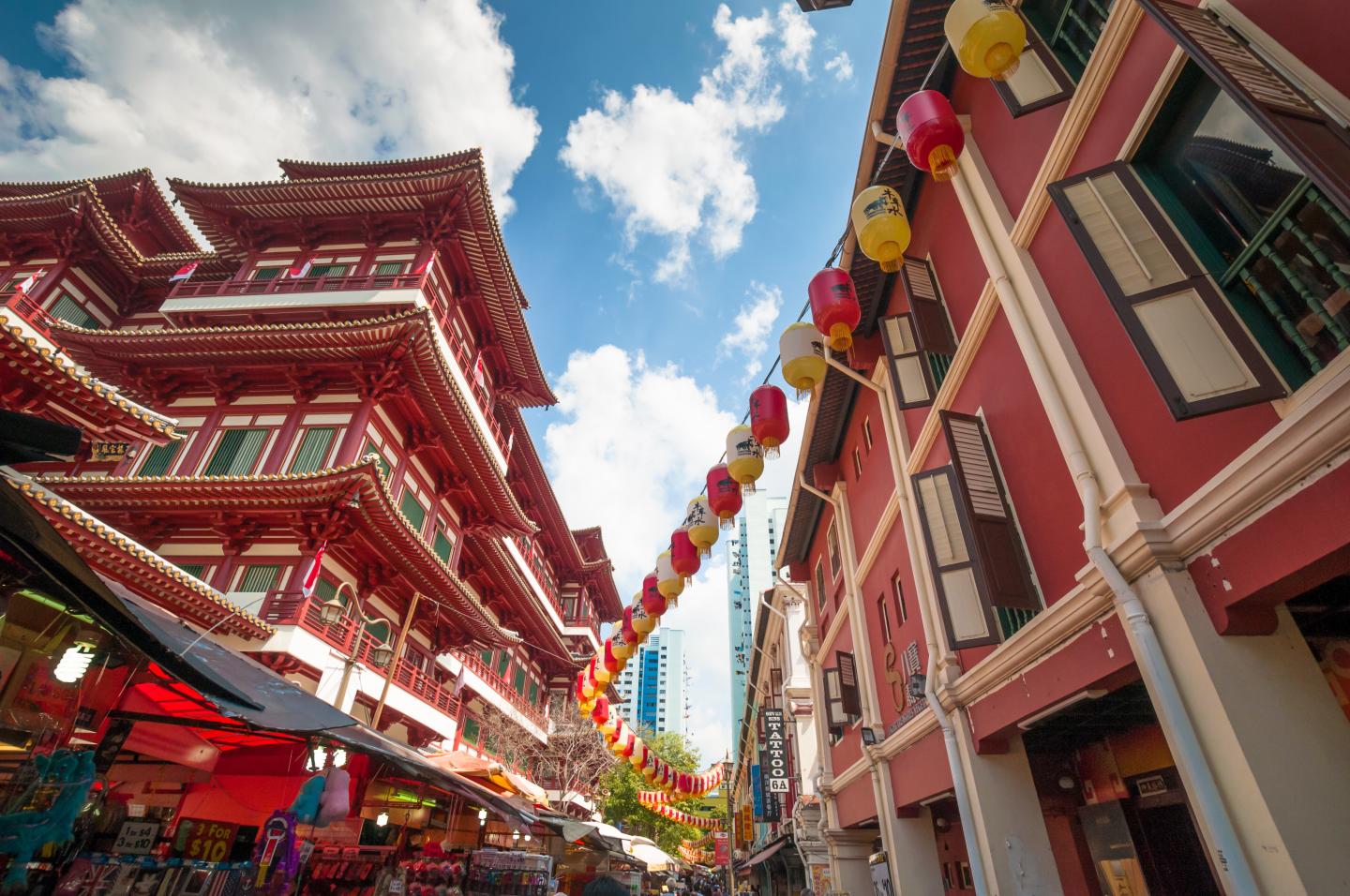 Street view of China town in Singapore
