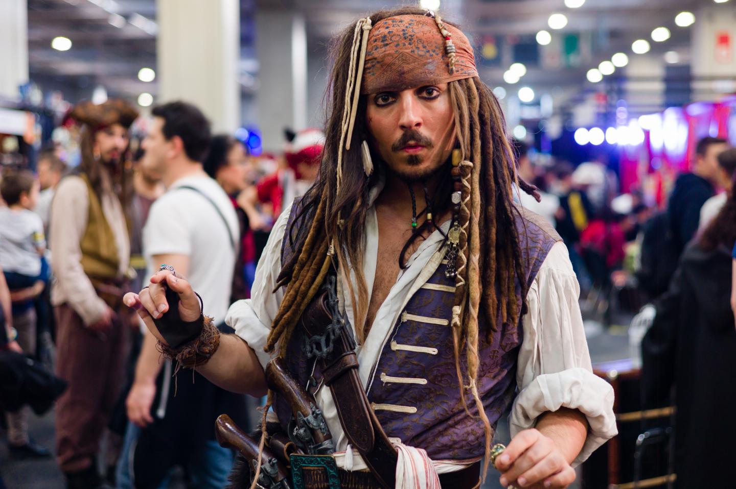 A participant wearing a costume of Jack Sparrow during the