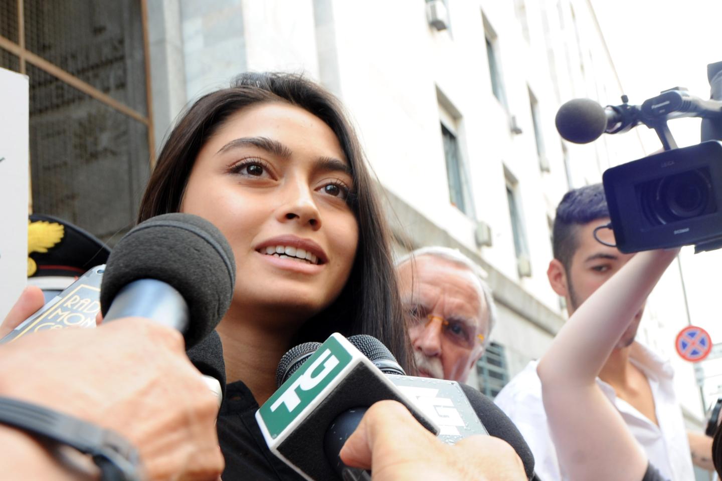 Ambra Battalina addresses the media.