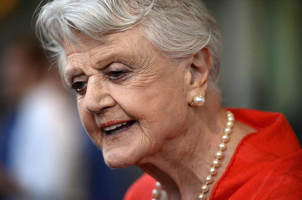 angela lansbury appears at film premiere in red dress, pearls