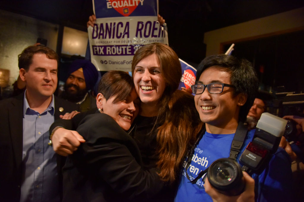 Danica Roem hugs supporters, celebrates her win, becoming first transgender legislator elected in the USA