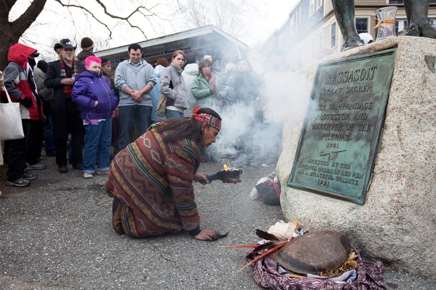 National Day Of Mourning Across From Plymouth Rock