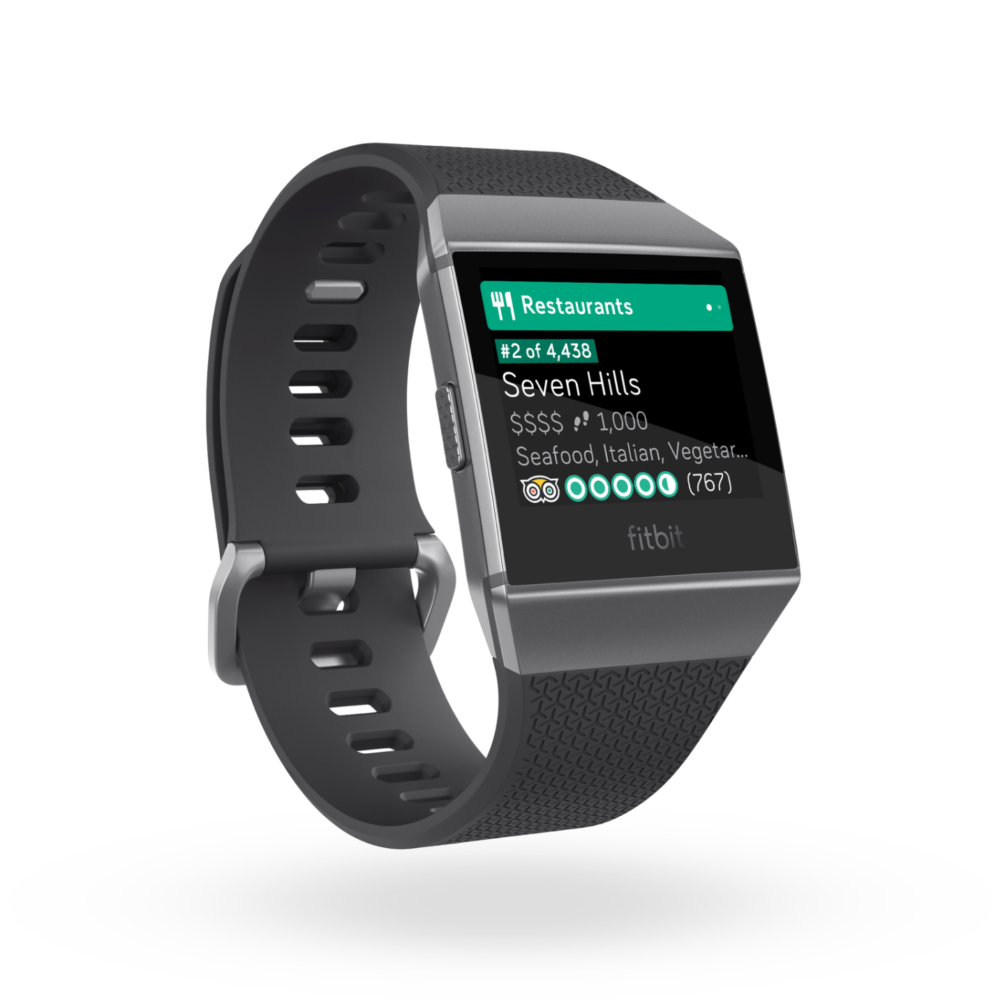 The initial TripAdvisor app for Fitbit's Ionic smartwatch.