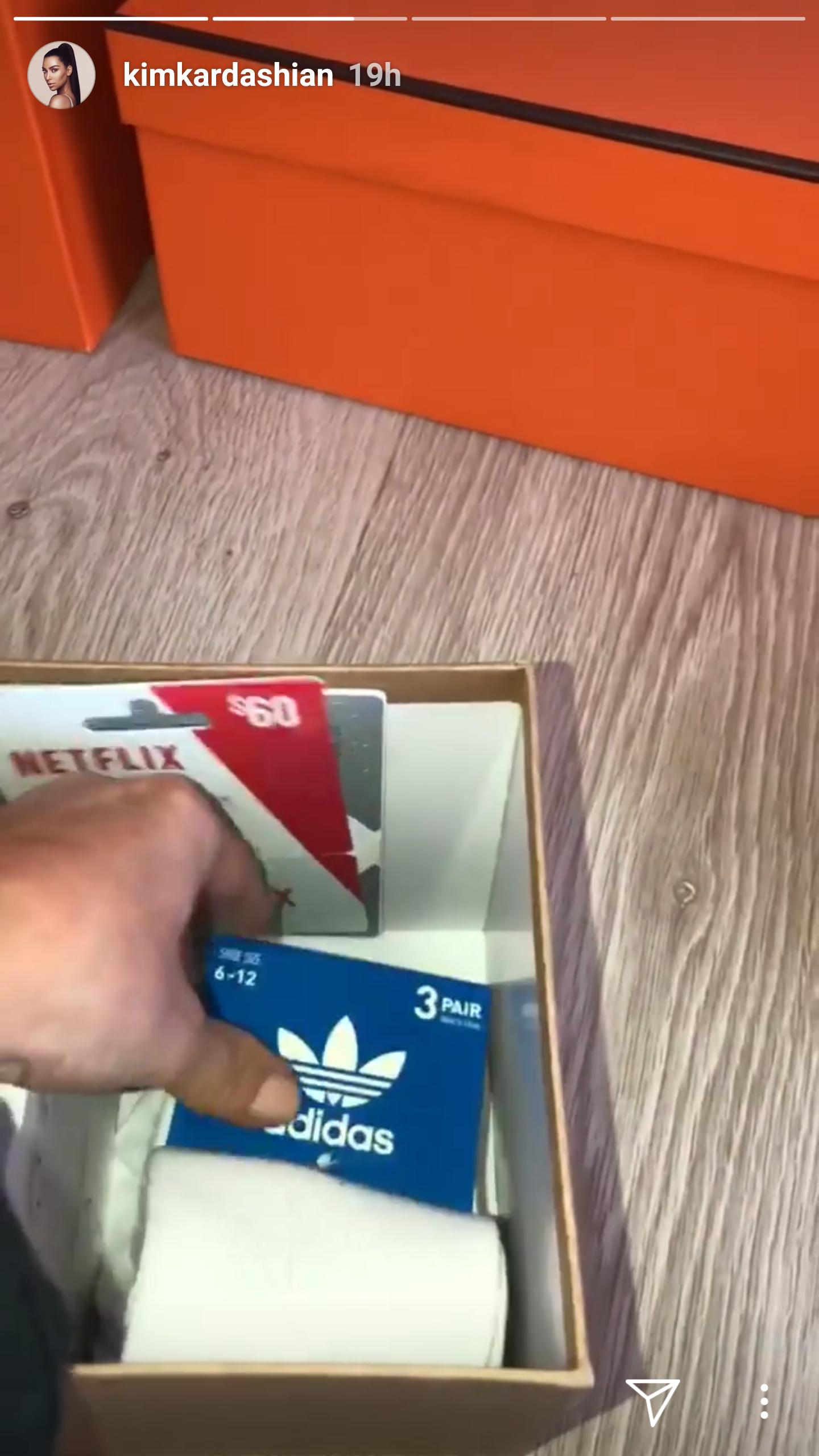 Screenshot from Kim Kardashian West's Instagram revealing what Kanye got her for Christmas.