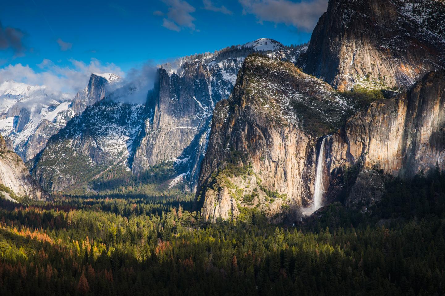 Tunnel View, Yosemite Valley, and Bridalveil Fall After a Winter Storm in Yosemite National Park