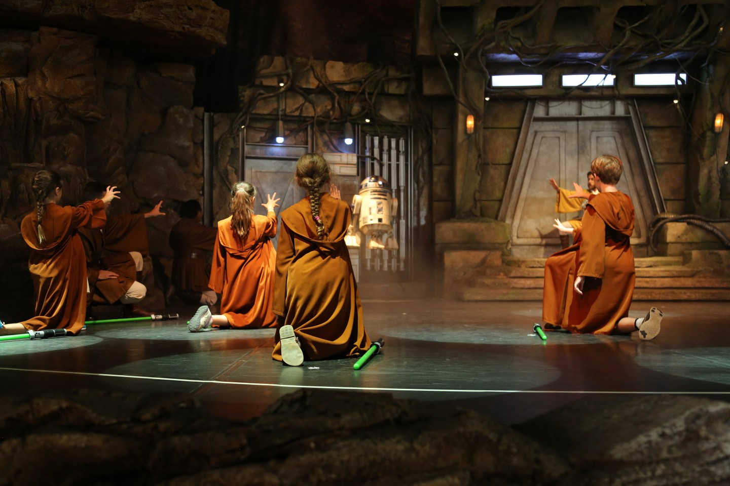 Children undergo "Jedi training" at Disneyland Paris.