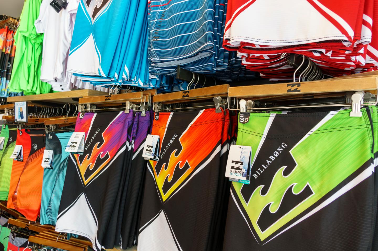Swimming trunks for sale at a store on Kalakaua Avenue.
