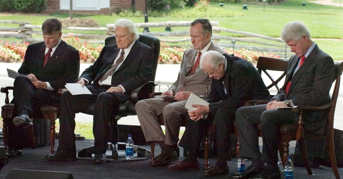 Former Presidents Bush And Clinton And Carter Attend Opening Of Billy Graham Library