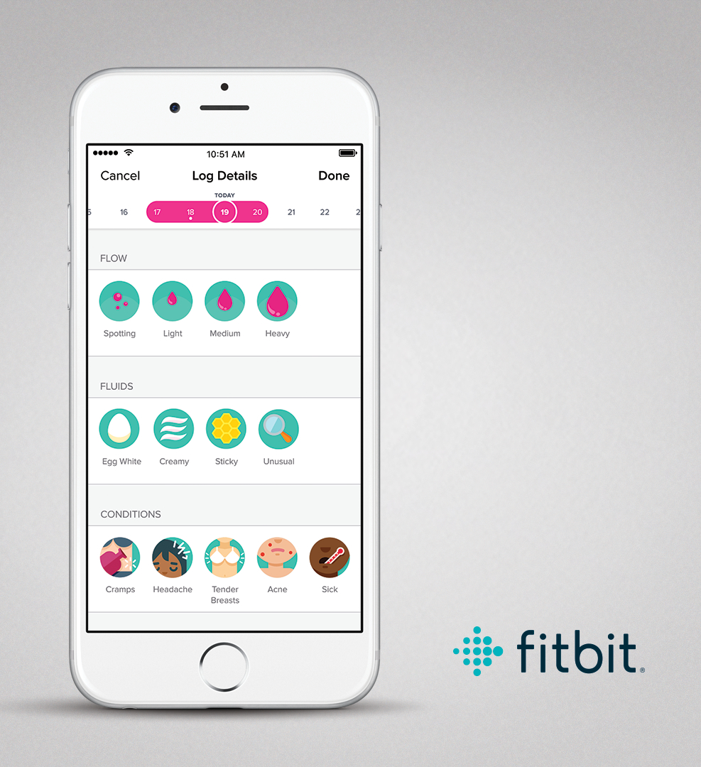 Fitbit's revamped smartwatch software includes a female health app to track periods.