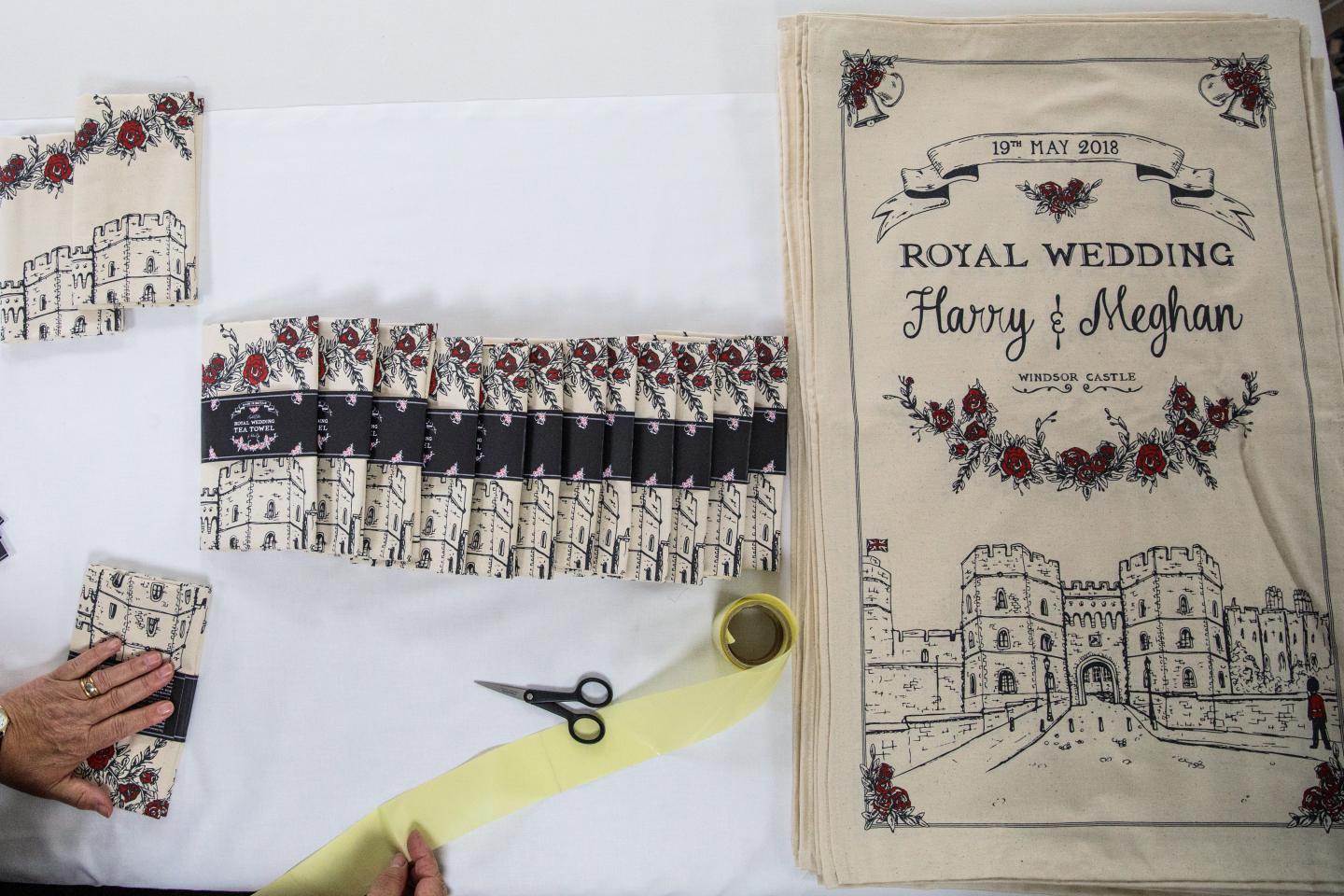 Commemorative Tea Towels Are Printed Ahead Of The Royal Wedding
