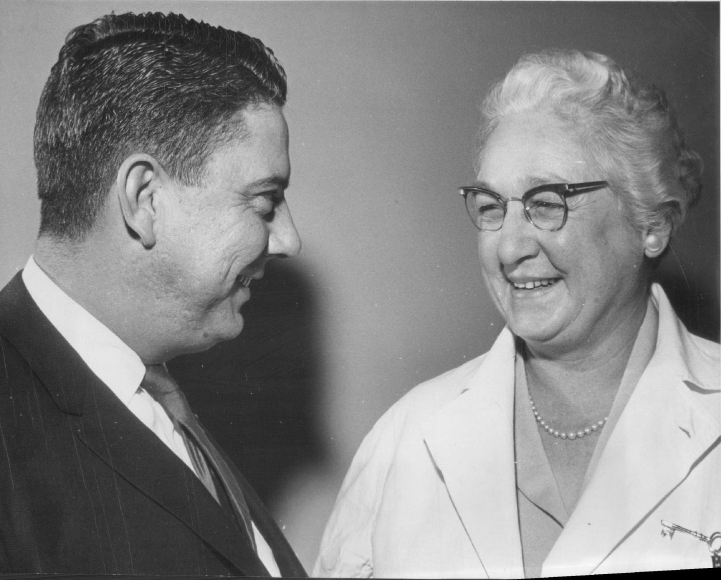 JAN 26 1962, 3-13-1962; L to R: James P. Eakins and Virginia Apgar;