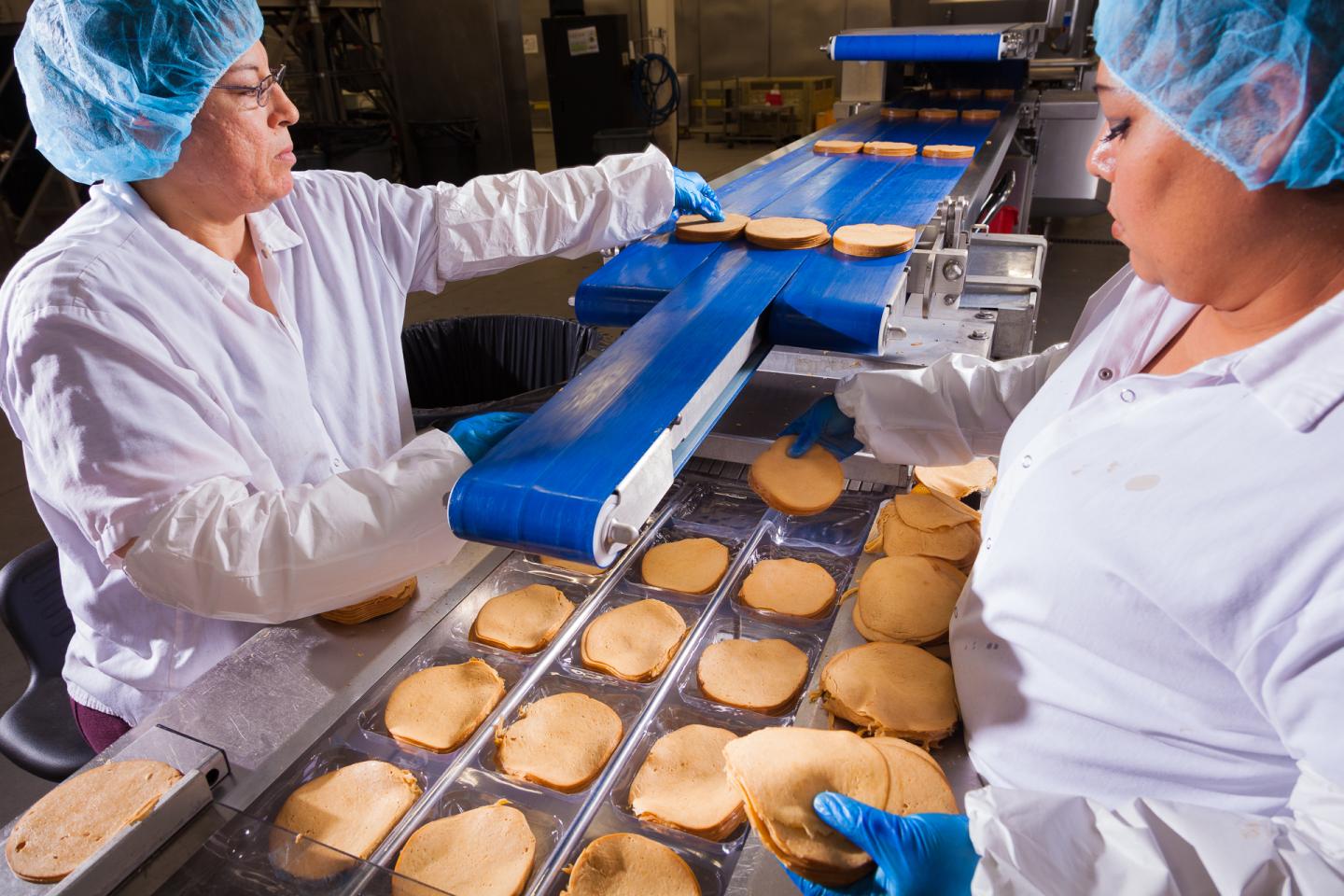 "Deli slices" processing at Tofurky processing facility in Hood River, Oregon