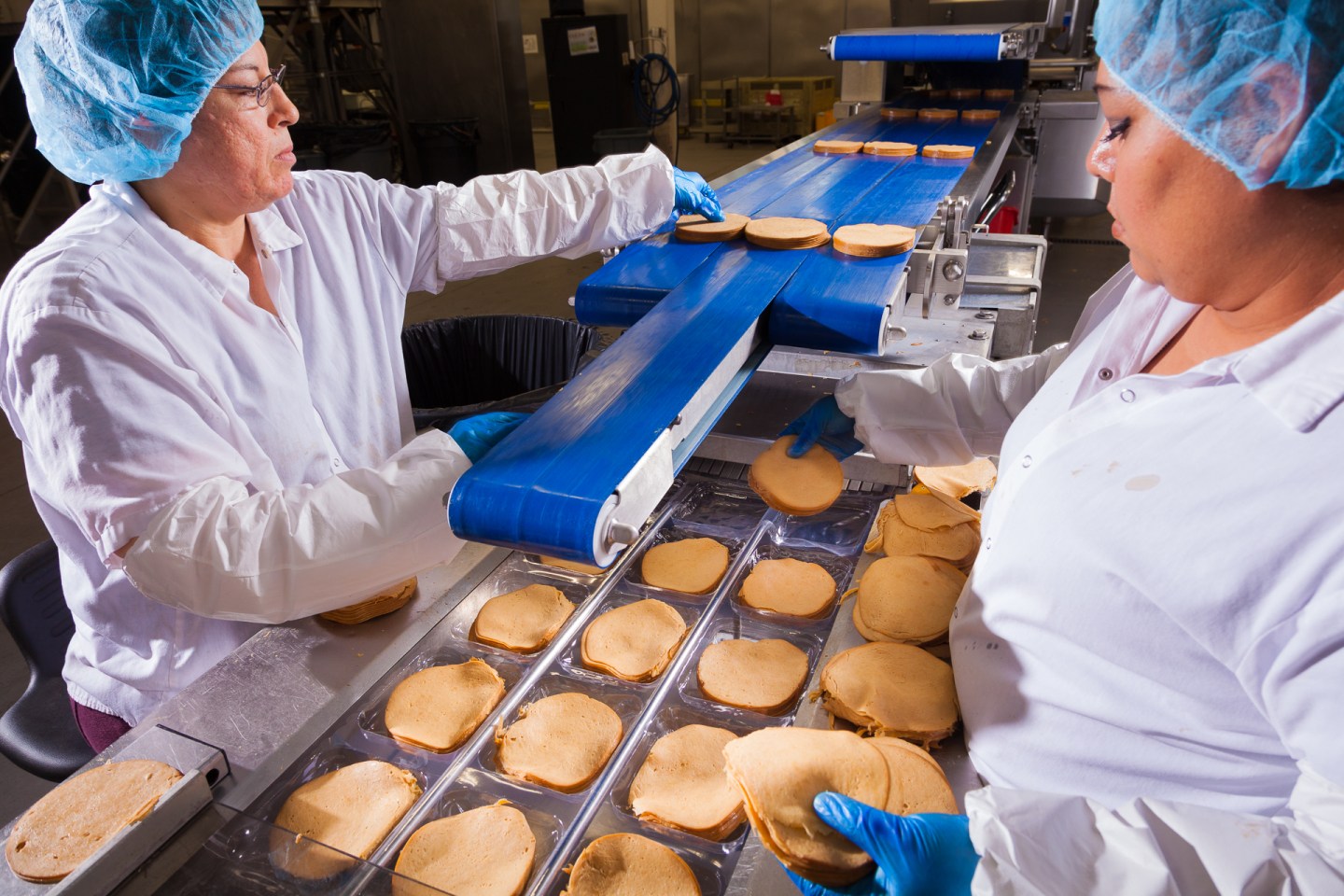 "Deli slices" processing at Tofurky processing facility in Hood River, Oregon