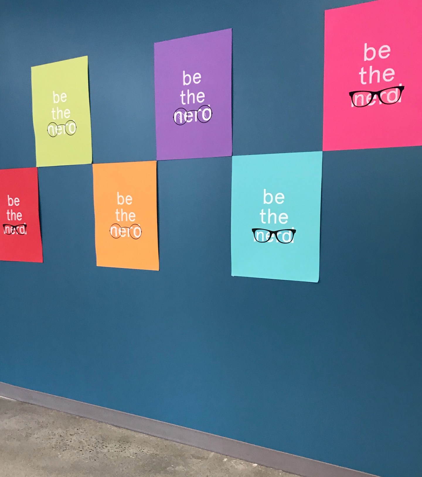 Posters in a hallway at Facebook's new Boston office.