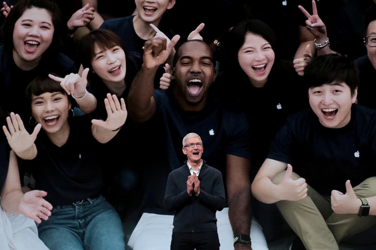Apple CEO Tim Cook introduces the new iPad Pro during an Apple launch event in the Brooklyn borough of New York