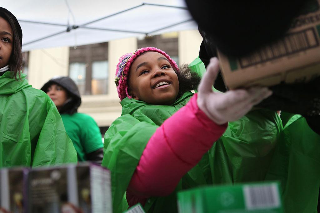 Girl Scouts Sell Cookies From Street Trucks In New York City
