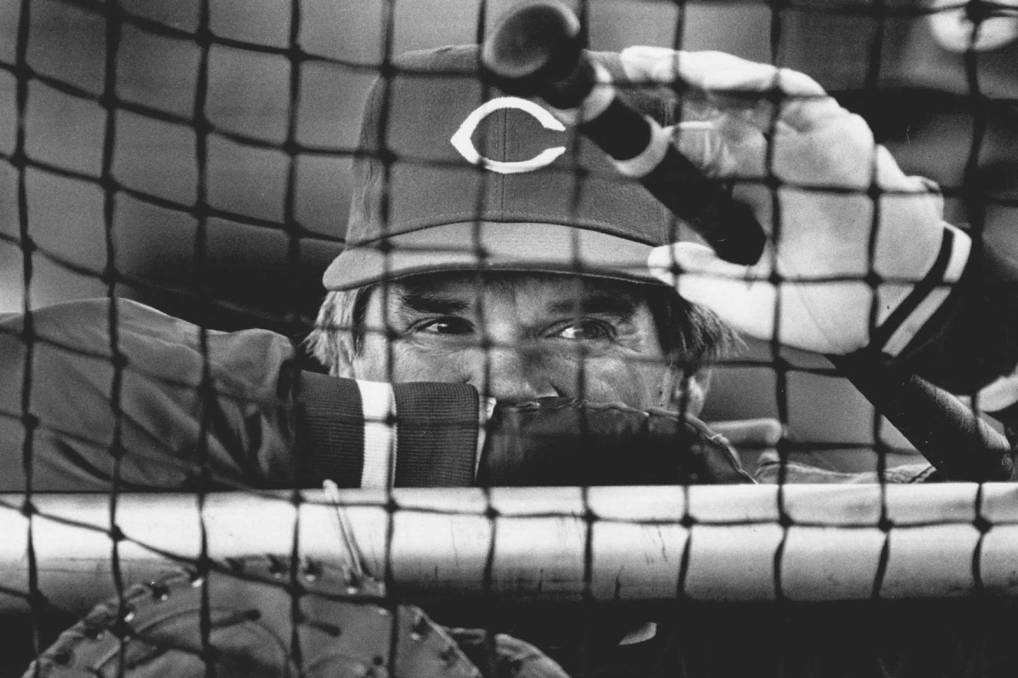 MAY 30 1985, JUN 2 1985; Pete Rose, Reds player/manager watched batting practice before exhibition g