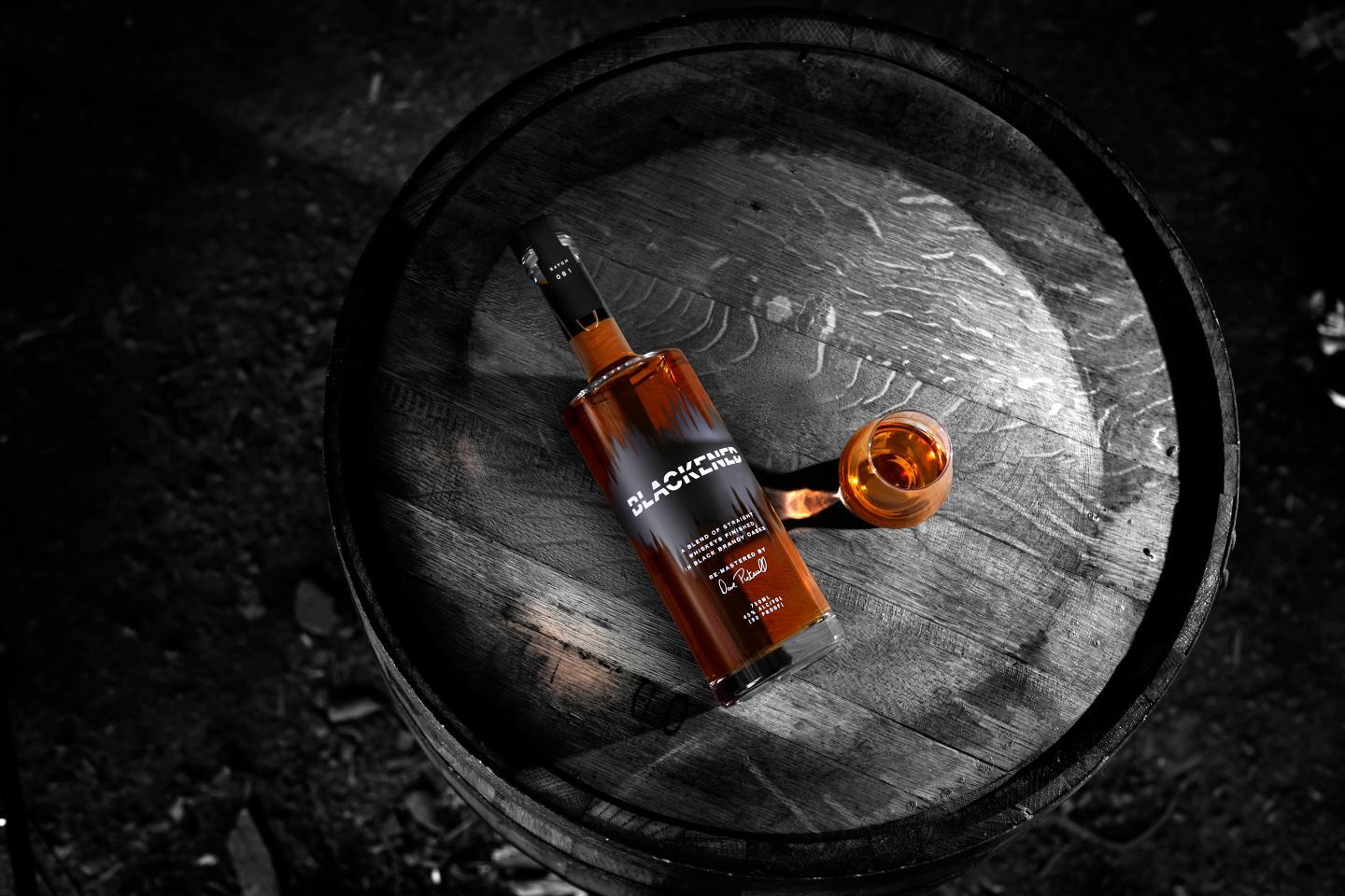 blackened whiskey bottle